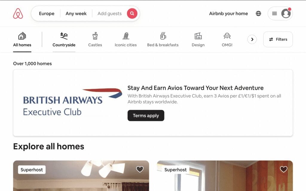 Earn airline miles on Airbnb bookings with the Executive Club's partnership