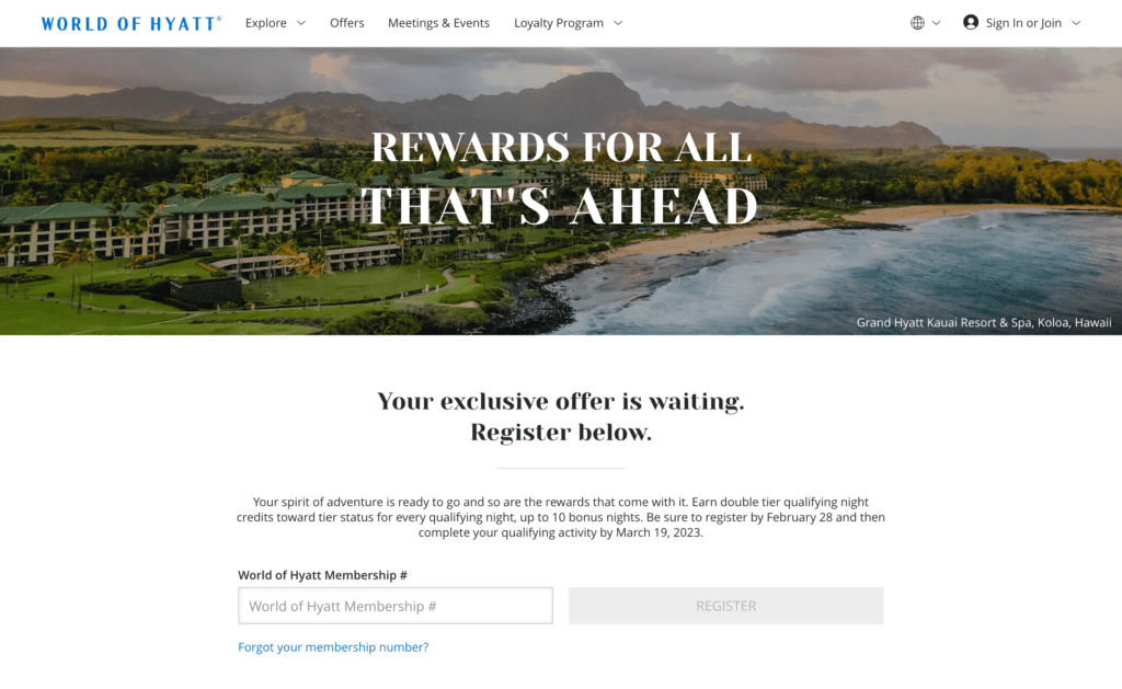 Hyatt Targeted Promos - World of Hyatt,targeted promotion