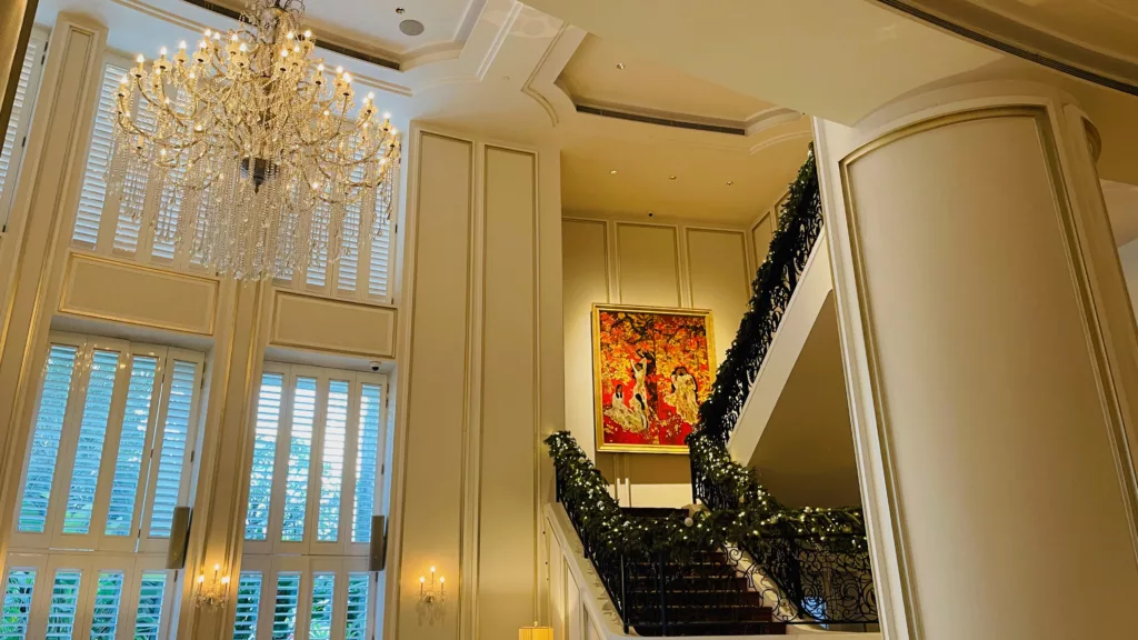 Park Hyatt Saigon chandelier and stairs