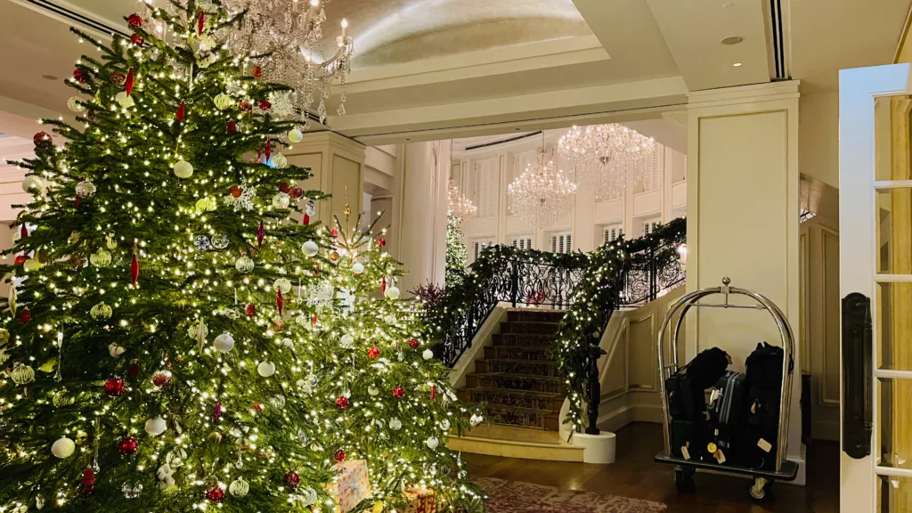 Park Hyatt Saigon lobby Christmas trees