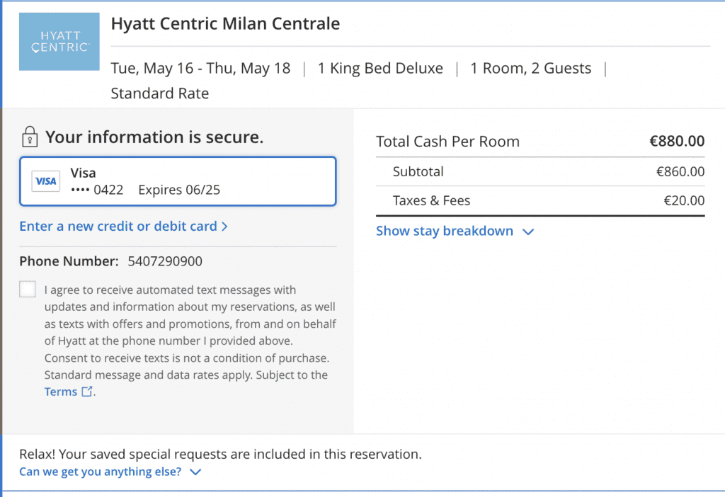 Hyatt Centric Milan cash rates - Hyatt Centric Milan Centrale