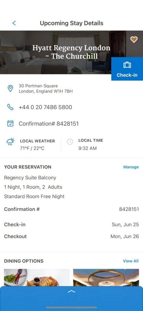 Hyatt Regency London The Churchill app check in 2 -